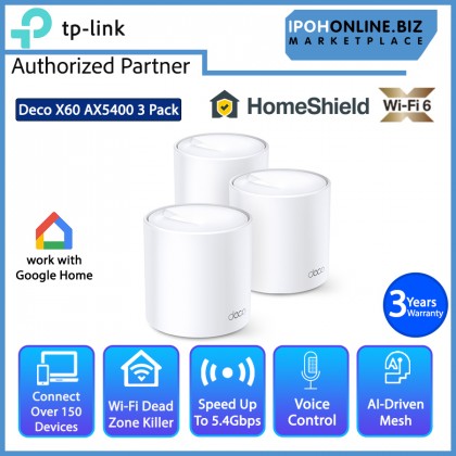 TP-Link Deco X60 AX5400 Whole Home Superior Mesh Wi-Fi 6 System 800Mbps to 1Gbps Plan 4 to 7+ rooms - 3 Pack